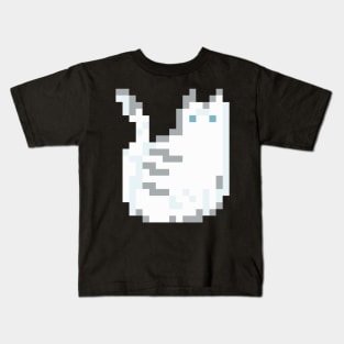 Cat Pixel Art - white dark Kids T-Shirt